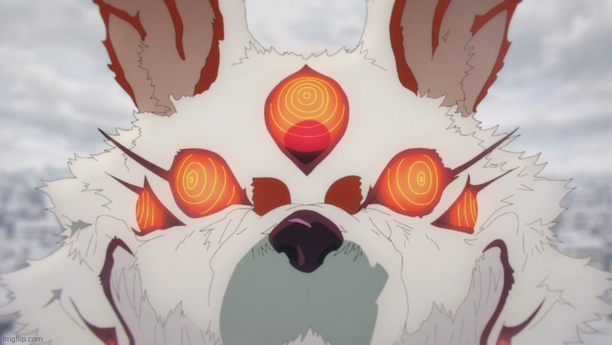 Just watched 3 episodes of Chainsaw Man, mostly hyped for Power, Pochita, Aki, and this thing | image tagged in kon,kitsune no akuma,chainsaw man,fox devil | made w/ Imgflip meme maker