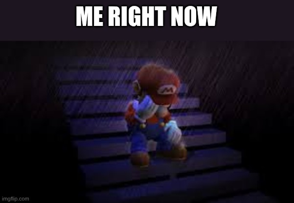 Sad mario | ME RIGHT NOW | image tagged in sad mario | made w/ Imgflip meme maker