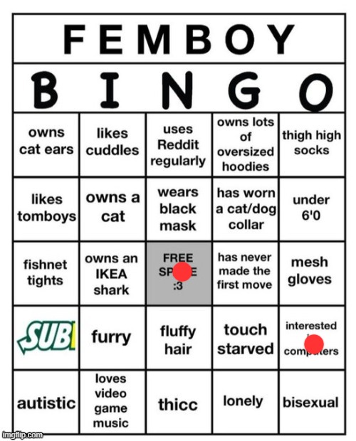 targeted | image tagged in femboy bingo | made w/ Imgflip meme maker