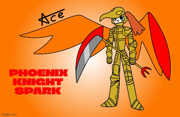 First time drawing armor...It's Phoenix Knight Spark! | image tagged in ocs | made w/ Imgflip meme maker