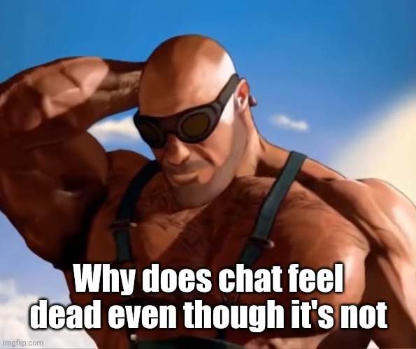 ㅤ | Why does chat feel dead even though it's not | image tagged in buff tf2 engineer looking down | made w/ Imgflip meme maker
