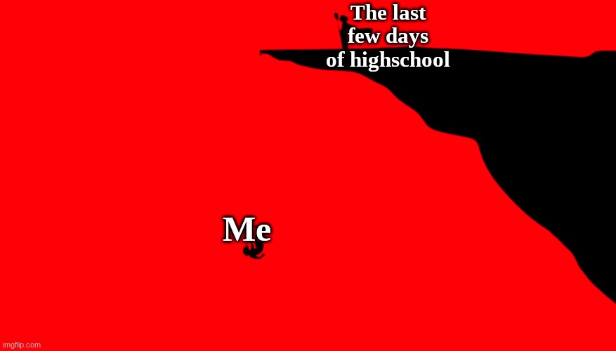 I'm almost done of high school but I still have to do some f***ing projects for my classes | The last few days of highschool; Me | image tagged in cliff epic the musical no longer you tireseas odysseus,senior,high school,problems stress pain,help me | made w/ Imgflip meme maker
