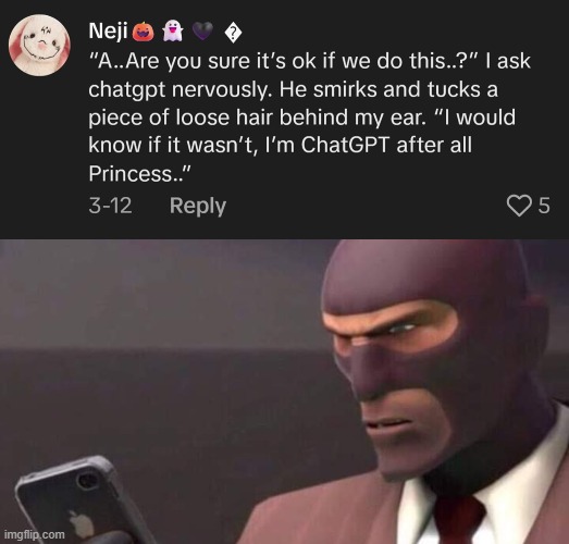 are we deadass | image tagged in tf2 spy looking at phone,tiktok | made w/ Imgflip meme maker