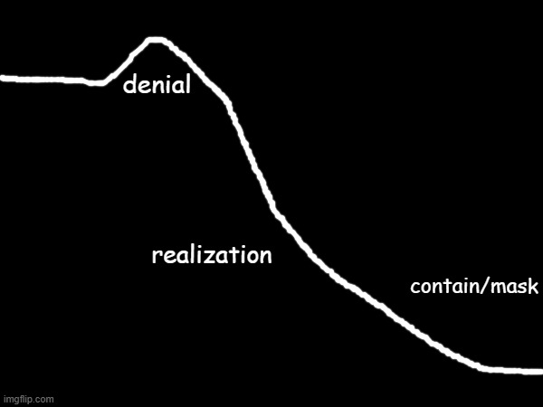 denial; contain/mask; realization | made w/ Imgflip meme maker