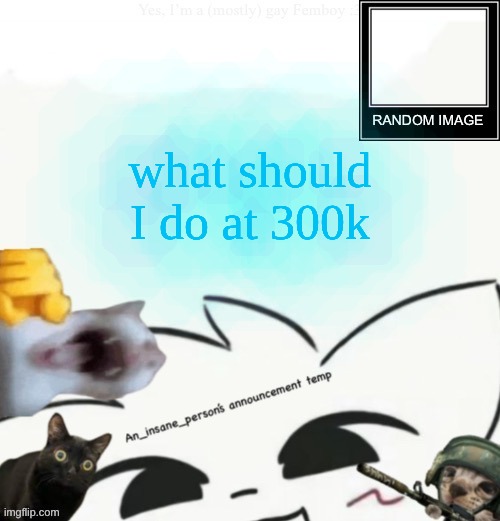 My lil announcement | what should I do at 300k | image tagged in my lil announcement | made w/ Imgflip meme maker