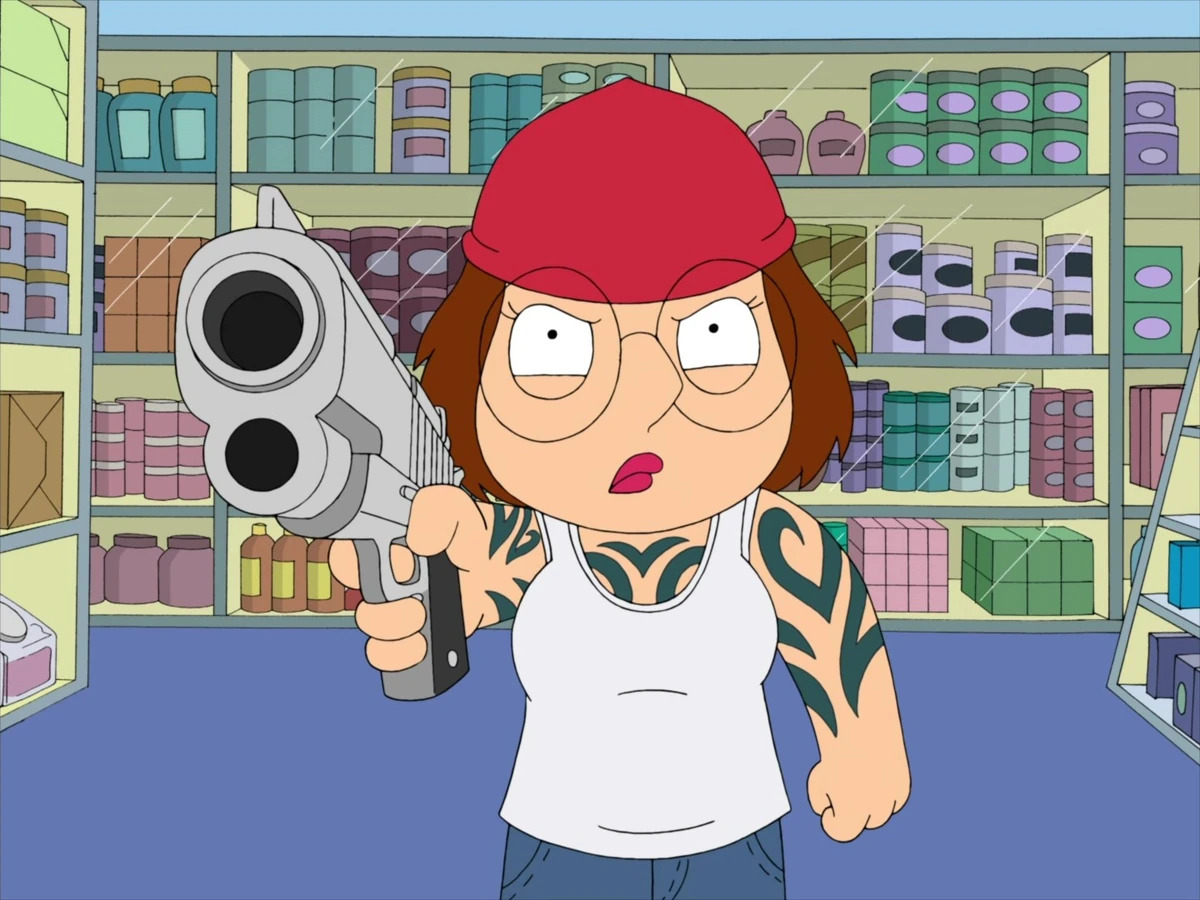 Meg with a gun Blank Meme Template