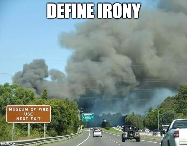 Fire | DEFINE IRONY | image tagged in funny,memes | made w/ Imgflip meme maker