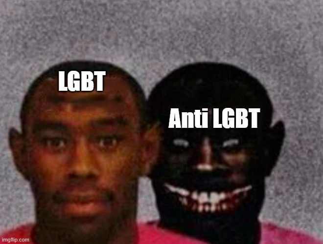 light always triumphs over darkness aka love always wins. | LGBT; Anti LGBT | image tagged in good tyler and bad tyler,homophobia | made w/ Imgflip meme maker