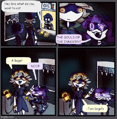 don't know the artist soo | image tagged in bagel,n,murder,uzi | made w/ Imgflip meme maker
