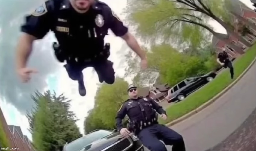 Police Officer Cop Flying Jumping | image tagged in police officer cop flying jumping | made w/ Imgflip meme maker