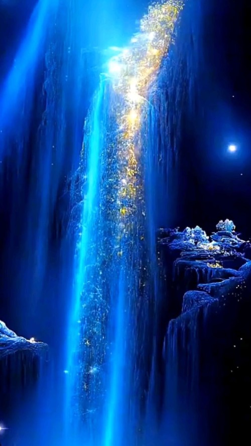 Beautiful Blue Falls | image tagged in beautiful,art,waterfall,blue,aesthetic,twilight sparkle | made w/ Imgflip meme maker