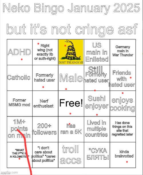 Neko Jan 2025 bingo but it's not cringe asf | Still | image tagged in neko jan 2025 bingo but it's not cringe asf | made w/ Imgflip meme maker