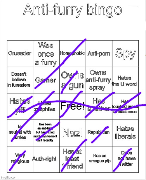 Homophobic, I am. Hate gays, I do not. Disagree with them, I do | image tagged in anti-furry bingo | made w/ Imgflip meme maker