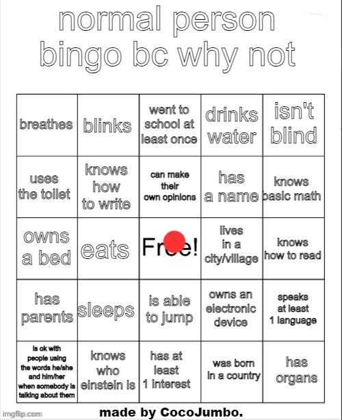 normal person bingo hehehe | image tagged in normal person bingo hehehe | made w/ Imgflip meme maker