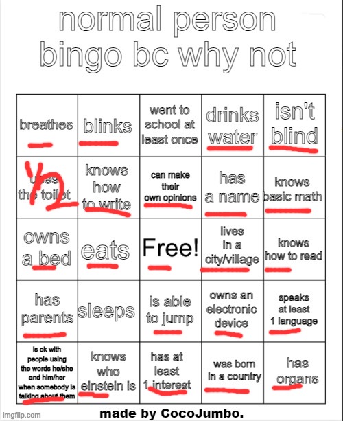 I'm homeschooled, sometimes use the toilet, and what is sleep | image tagged in normal person bingo hehehe | made w/ Imgflip meme maker