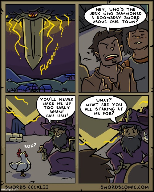 image tagged in sword,doomsday,wizard,rooster | made w/ Imgflip meme maker