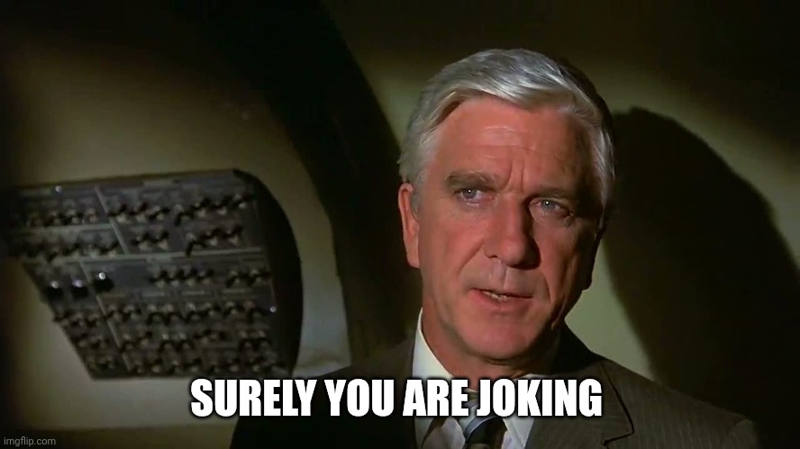 Airplane! | SURELY YOU ARE JOKING | image tagged in airplane | made w/ Imgflip meme maker