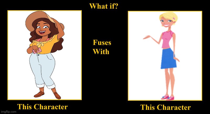 Kristine Sanchez Fuses With Caitlin Cooke | image tagged in what if fuses,kristine sanchez,the owl house,6teen,caitlin cooke,hailey's on it | made w/ Imgflip meme maker