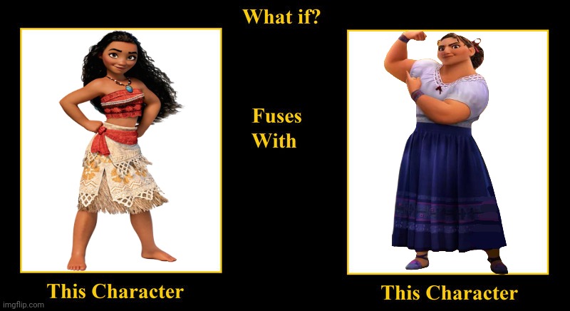 Moana Waialiki Fuses With Luisa Madrigal | image tagged in what if fuses,encanto,luisa madrigal,moana,moana waialiki,disney princess | made w/ Imgflip meme maker