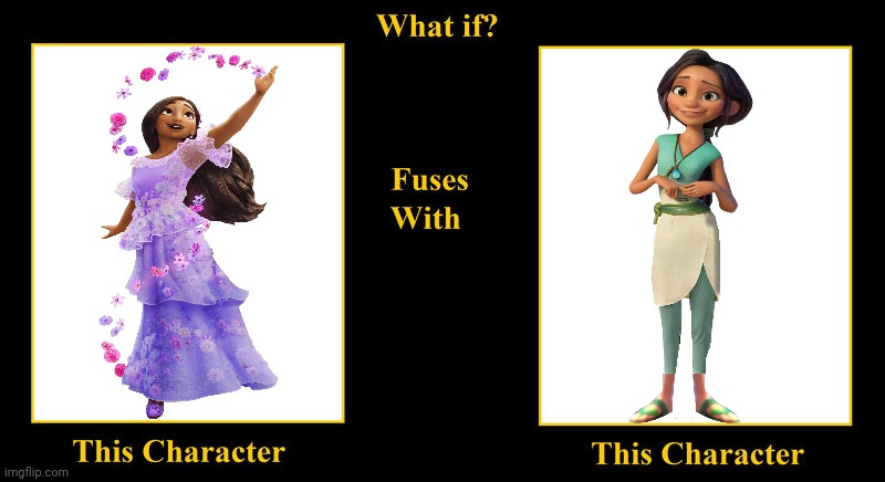 Isabela Madrigal Fuses With Dawn Betterman | image tagged in what if fuses,isabela madrigal,encanto,the croods,dawn betterman,the croods 2 a new age | made w/ Imgflip meme maker