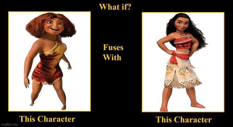 Eep Crood Fuses With Moana Waialiki | image tagged in what if fuses,the croods,eep crood,moana waialiki,disney princess,moana | made w/ Imgflip meme maker