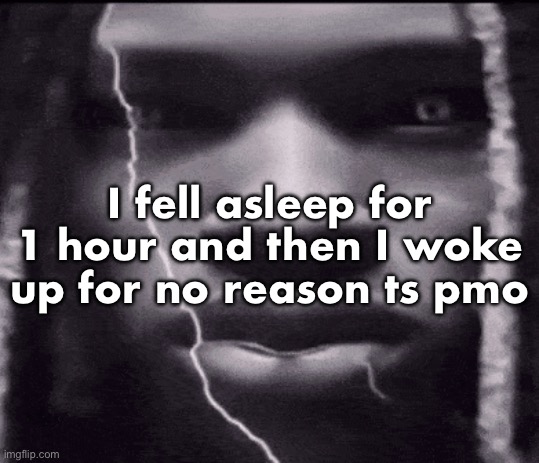 I fell asleep for 1 hour and then I woke up for no reason ts pmo | made w/ Imgflip meme maker