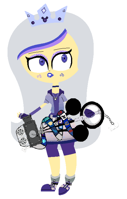 Kingdom Hearts Luna with Keyblade PNG Transparent Blank Meme Template