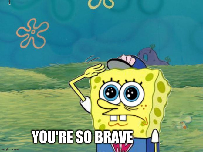 Spongebob salute | YOU'RE SO BRAVE | image tagged in spongebob salute | made w/ Imgflip meme maker