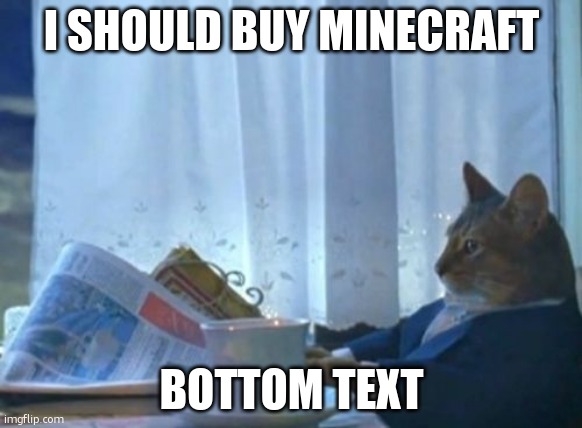 what do you mean i don't have enough money? | I SHOULD BUY MINECRAFT; BOTTOM TEXT | image tagged in memes,i should buy a boat cat | made w/ Imgflip meme maker