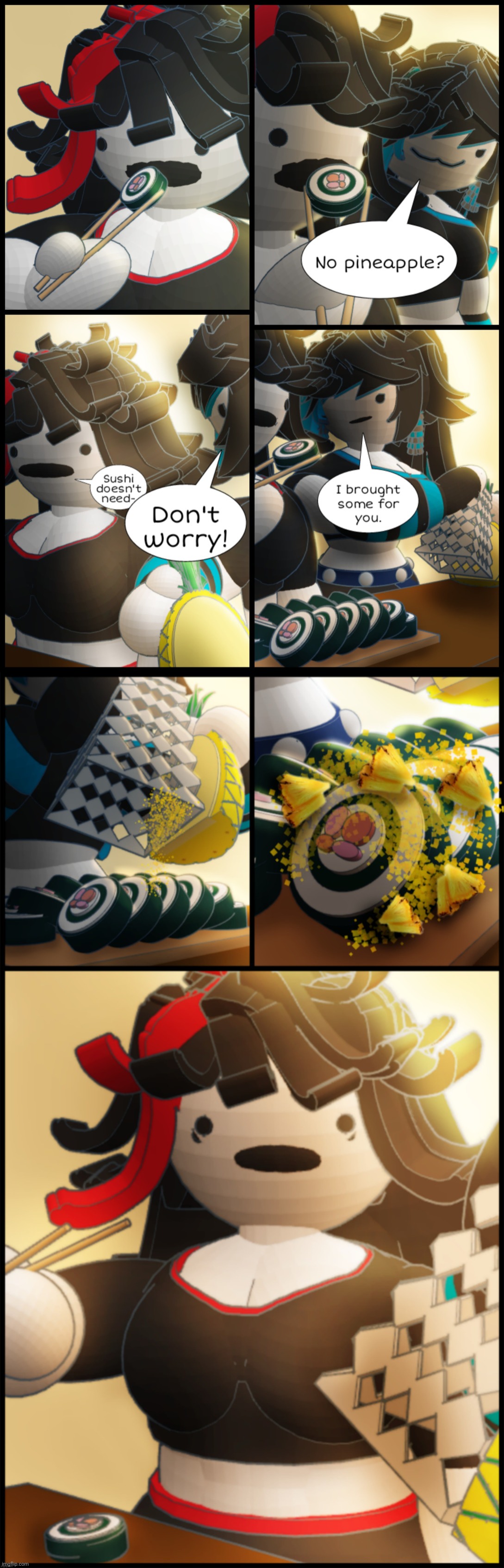 Claire Avery pineapple sushi comic | image tagged in claire avery pineapple sushi comic | made w/ Imgflip meme maker