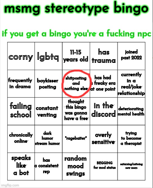 that's all. ☠ | image tagged in msmg stereotype bingo | made w/ Imgflip meme maker