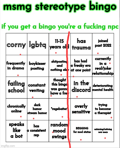 msmg stereotype bingo | image tagged in msmg stereotype bingo | made w/ Imgflip meme maker