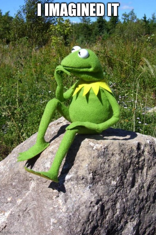 I IMAGINED IT | image tagged in kermit-thinking | made w/ Imgflip meme maker