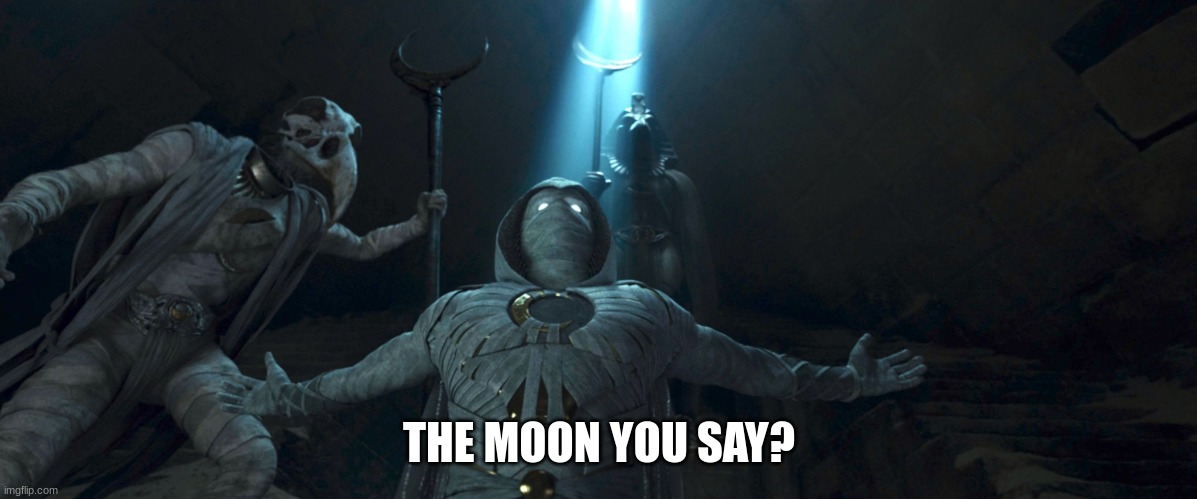 Praise the Moon | THE MOON YOU SAY? | image tagged in praise the moon | made w/ Imgflip meme maker