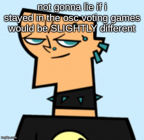 duncan | not gonna lie if i stayed in the osc voting games would be SLIGHTLY different | image tagged in duncan | made w/ Imgflip meme maker