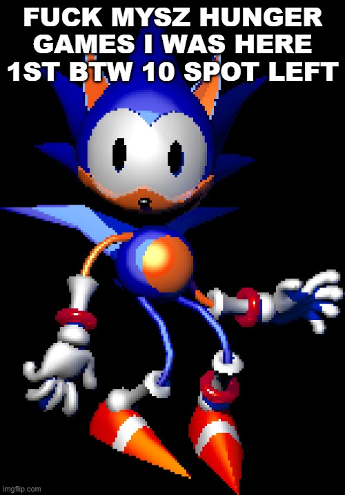 *spots | FUCK MYSZ HUNGER GAMES I WAS HERE 1ST BTW 10 SPOT LEFT | image tagged in rewrite sonic | made w/ Imgflip meme maker