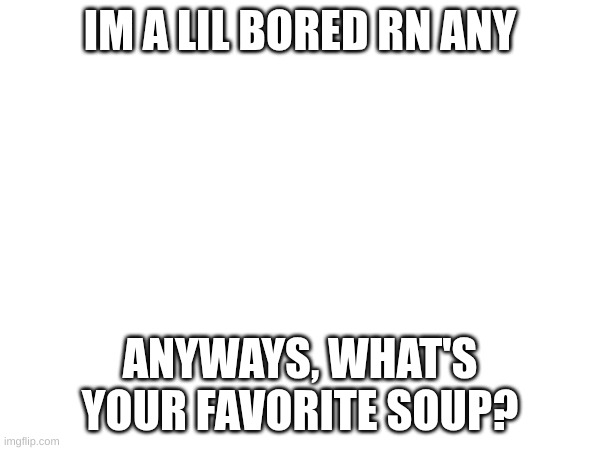 IM A LIL BORED RN ANY; ANYWAYS, WHAT'S YOUR FAVORITE SOUP? | made w/ Imgflip meme maker