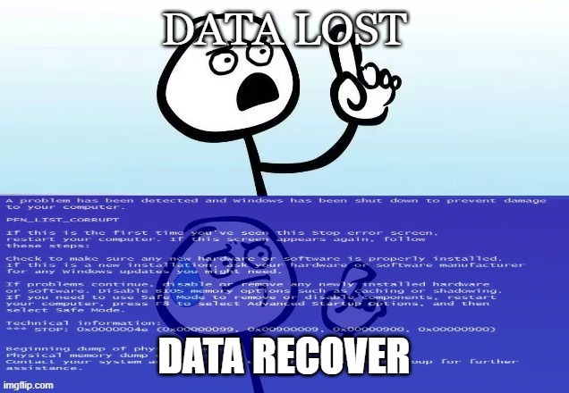 Speechless Stickman BSOD | DATA LOST; DATA RECOVER | image tagged in speechless stickman bsod | made w/ Imgflip meme maker