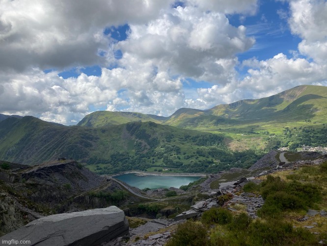View of Snowdonia from Dinorwig | image tagged in wales | made w/ Imgflip meme maker
