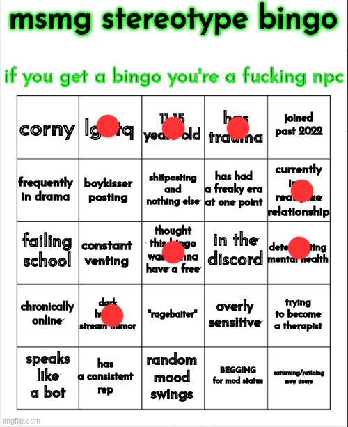 msmg stereotype bingo | image tagged in msmg stereotype bingo | made w/ Imgflip meme maker