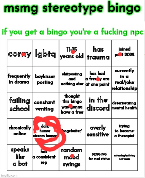 msmg stereotype bingo | image tagged in msmg stereotype bingo | made w/ Imgflip meme maker