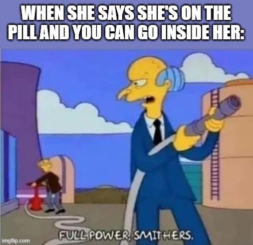 Go Inside | WHEN SHE SAYS SHE'S ON THE PILL AND YOU CAN GO INSIDE HER: | image tagged in sex jokes | made w/ Imgflip meme maker