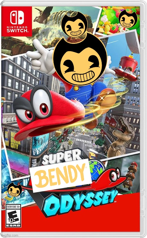 Made this bc I love both Mario Odyssey and Bendy and the ink machine | image tagged in mario,bendy and the ink machine | made w/ Imgflip meme maker