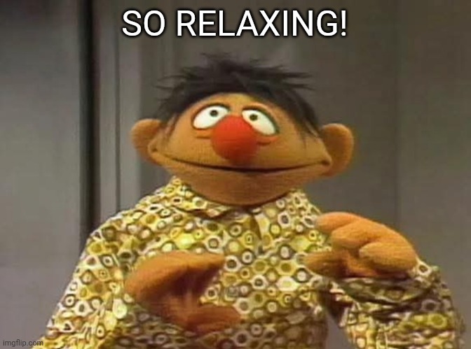 Ernie shocked by what he saw | SO RELAXING! | image tagged in ernie shocked by what he saw | made w/ Imgflip meme maker