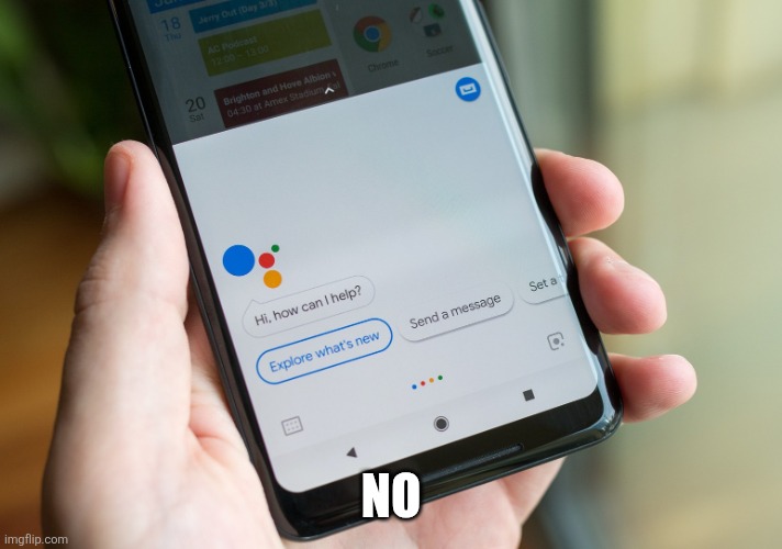 Google assistant | NO | image tagged in google assistant | made w/ Imgflip meme maker