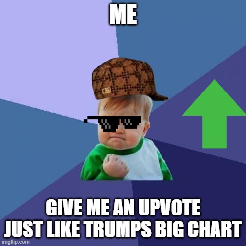 Funny xd | ME; GIVE ME AN UPVOTE JUST LIKE TRUMPS BIG CHART | image tagged in memes,success kid,front page plz | made w/ Imgflip meme maker