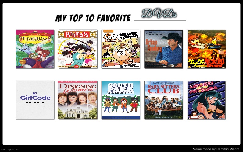 Otto Grimsley's Top 10 DVDs | DVDs | image tagged in my top 10,dvd,anime,the loud house,lori loud,lincoln loud | made w/ Imgflip meme maker