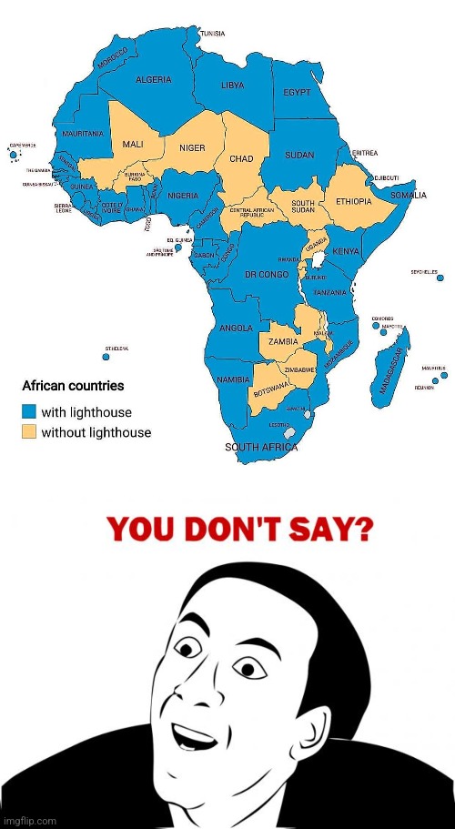 Landlocked Lighthouses? | image tagged in memes,you don't say,lighthouse,africa,captain obvious | made w/ Imgflip meme maker