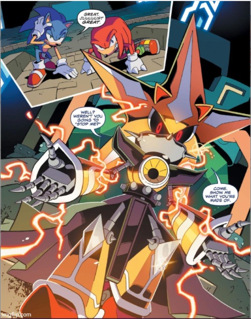 chat is this peak aura? (im gonna eat battery) | image tagged in neo metal sonic show me what your made of | made w/ Imgflip meme maker