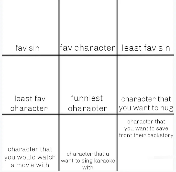 Helluva Boss personal chart Blank Meme Template